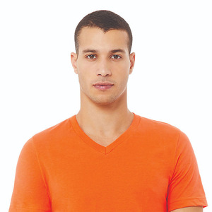 T-shirt décontracté d'été pour homme, col rond, manches courtes, uni, respirant, en polyester/coton non tissé, couleur orange - Product Image 3