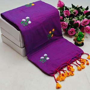 Écharpe en georgette brodée de fleurs de luxe pour les occasions de mariage et festives - Product Image 3