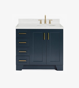 Meuble sous-vasque de salle de bain Quartus 36 pouces à étiquette privée, avec vasque décalée à droite, 4 options de finition, vente en gros, usine du Vietnam - Product Image 1