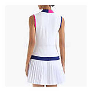 Women's Purple Black V-Neck Sleeveless Tennis Dress Sublimated Geometric Print Moisture Wicking Fitted <b>Sport</b> <b>Apparel</b> - Product Image 4