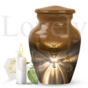 Catholic cremation urn abstract adult burial 10 inch memorial urn for human <b>ashes</b> decorative <b>keepsake</b> tribute remembrance - Product Image 5