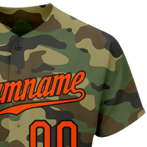Maillot de baseball camouflage orange et noir pour homme, boutonné, uniforme d'équipe, respirant, léger, vêtements de sport pour tournoi - Product Image 4
