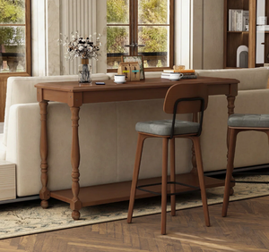 Mesa Consola de Madera de Mango Tallada al por Mayor con Estante de Almacenamiento, Acabado Pulido Marrón para Entrada y Sala de Estar - Product Image 4