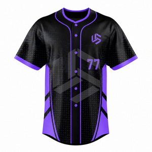 Custom Sublimated Men's <b>Baseball</b> Jersey Button-Up Short Sleeve Moisture-Wicking Breathable Plus Size Geometric Print Black - Product Image 3