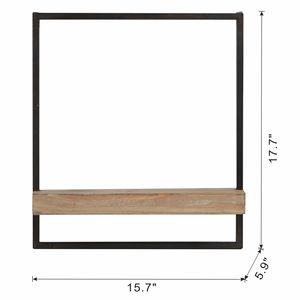 15,7 \ "X 5,9 \" X 17,7 \ "Estante de pared de hierro y madera Decoración para colgar en la pared Decoración para el hogar Acento - Product Image 5