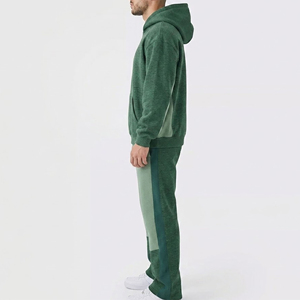 Survêtement unisexe tendance en polaire respirante polyester/coton, coupe oversize, blocs de couleur, style streetwear, ensemble 2 pièces pull-over, le plus vendu - Product Image 3
