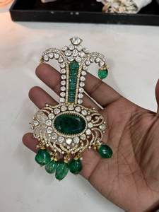 Colgante y Amuleto de Plata 92.5 con Esmeralda Cultivada en Laboratorio, Estilo Indio - Product Image 4