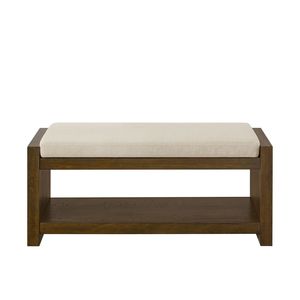 Modern Compact 40\" Accent Bench with Lower Shelf Padded Seating Shoe Rack for Living Room <b>Bed</b> <b>End</b> Bench Storage - Product Image 4