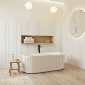 Salvere Freestanding Acrylic Soaking Bathtub FW-9920-67 Modern Eco-Friendly Durable Oval Shape Center <b>Drain</b> for <b>Bathroom</b> - Product Image 6