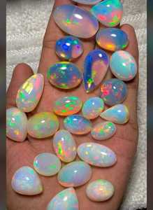 Opale de feu Welo d'Éthiopie naturelle, pierre précieuse en vrac, taille ovale, 20 carats, certifiée par un tiers, avec jeu de couleurs, cabochon pour la fabrication de bijoux - Product Image 2