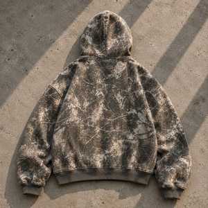 Sudadera con Capucha Extra Grande de Camuflaje |   Sudadera Unisex Resistente al Viento para Ropa Urbana |   Corte Holgado, Camuflaje Vintage - Product Image 4