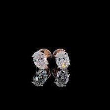 4ct Oval Lab Grown Diamond <b>Stud</b> Earrings: 14K Gold Solitaire, IGI Certified - Product Image 3