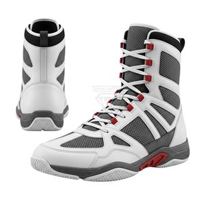 Zapatos de Boxeo Blancos Grises de Primera Calidad, Suela de Alta Tracción Antideslizante, Zapatos de Boxeo Transpirables para Entrenamiento - Product Image 2