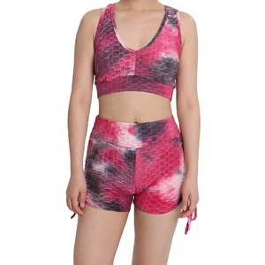Conjunto de Yoga sin costuras para mujer, Sujetador deportivo corto para gimnasio, con estilo cruzado, personalizado y estampado por sublimación - Product Image 1