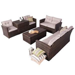 Ensemble de meubles de patio extérieur avec coffre de rangement, coussins confortables et pièce de conversation élégante - Product Image 2