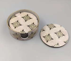 Handcrafted Modern Polished Wooden Round Coasters Natural Wood Beverage Set Drink <b>Mats</b> Coffee Tea Wine Glasses Table <b>Plate</b> Dish - Product Image 5