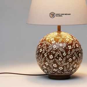 Lámpara de Mesa Artesanal con Incrustaciones de Hueso y Patrón Floral, Lámpara de Noche de Lujo con Mosaico, Arte Tradicional Indio, Decorativa para Escritorio - Product Image 5