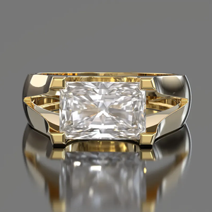 Bague de fiançailles de luxe en diamant de laboratoire taille radiant 2,50 carats, certifiée IGI, or massif 14K/10K/18K, argent 925, VS1-E VVS, unisexe - Product Image 1