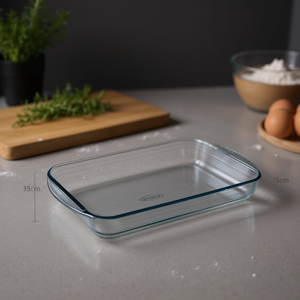 Plat à four rectangulaire en verre 35*22*5cm, plat à rôtir de qualité supérieure - Product Image 3