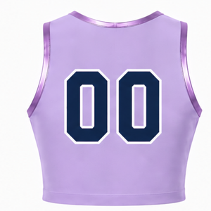 Débardeur court sans manches en jersey de cheerleading lavande, vêtement de sport doux et respirant pour l'entraînement d'équipe - Product Image 2
