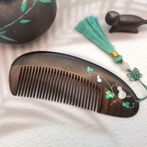 Peigne à cheveux en bois écologique, poli, démêlant, pour cheveux longs, bouclés et soin de la barbe, usage domestique - Product Image 6