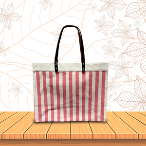 Sac fourre-tout en toile robuste avec poignée en cuir, réutilisable et option logo personnalisé - Product Image 1