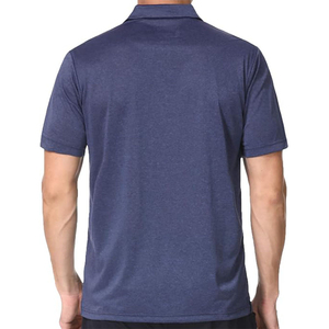 เสื้อโปโลผู้ชายแขนสั้นผ้าถักสีพื้นลำลองทรงปกติสีน้ำเงิน - Product Image 3