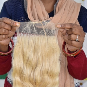 Raw cutícula alineado Genius trama rubia 5*5 cierre Bodywave máquina de cabello doble trama vietnamita virgen templo cabello humano - Product Image 2