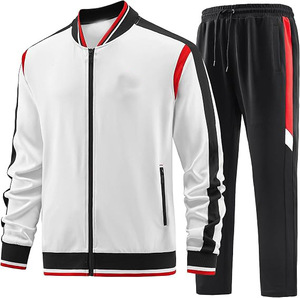 Men's White Black Red Tracksuit Full Zip <b>Jacket</b> Side Pockets Matching Pants Quick Dry Sporty Streetwear <b>Winter</b> Wear Adult - Product Image 2