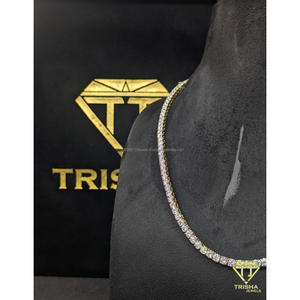 Premium Moissanite Diamond Tennis Chain Necklace in 925 Sterling Silver Designer Jewelry Collection By Trisha Jewels - Product Image 3
