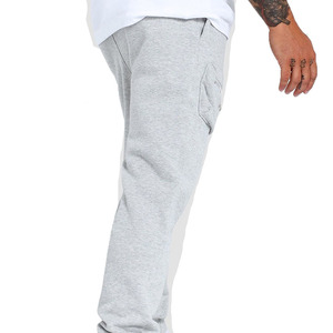 Pantalon de survêtement gris pour homme, taille élastique, poches latérales, pantalon de jogging décontracté, coton mi-lourd, vêtements d'automne - Product Image 5