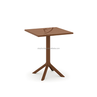 Table de salle à manger carrée en plastique moderne, durable, portable, pour l'intérieur et l'extérieur, idéale pour hôtels, parcs et salons, résistante à l'eau, vente en gros