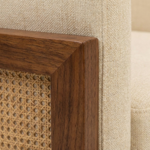Modern Solid Wood Rattan Accent Sofa Chair with UV-Resistant PE Rattan and Non-Waterproof Cushion for Garden Outdoor Use - Product Image 3