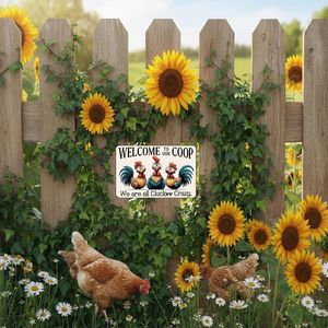 Targa Vintage in Latta con Scritta 'Benvenuti nel Nostro Pollaio' - Regalo per Fattoria, Cucina, Giardino e Decorazione Esterna - Product Image 4