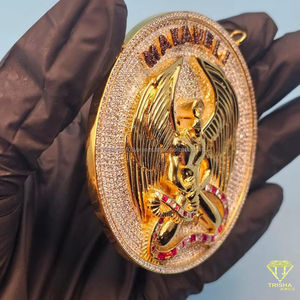 Colgante Medallón Makaveli Angel Wing Warrior con Rubíes y Diamantes, Pieza de Alta Gama Estilo Hip Hop - Product Image 3