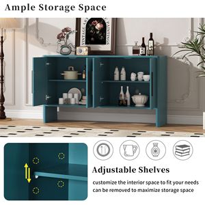 4-Door Retro <b>Sideboard</b> with Adjustable Shelves and Long Handles Large Storage for Kitchen Dining and Living Room - Product Image 6