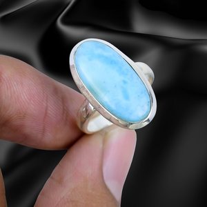 Anillo de Plata Larimar, Anillo de Plata de Ley 925, Plata de Ley 925 Sólida - Product Image 1