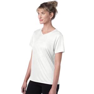 T-shirt à col en V à manches courtes de haute qualité pour femmes en gros nouvelle Collection d'été Impression de logo personnalisé 100% coton Anti-boulochage - Product Image 3