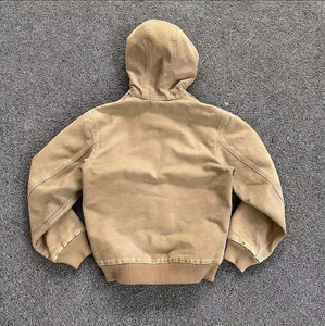เสื้อฮู้ดซิปวินเทจฟอกสีแบบ Split Hem พร้อมรอยผ่าด้านข้าง ย้อมสีแบบ Garment Dye ซิปยาวเต็มตัว สไตล์ Distressed Street ผ้าฟลีซแบบ Layer Coat - Product Image 4
