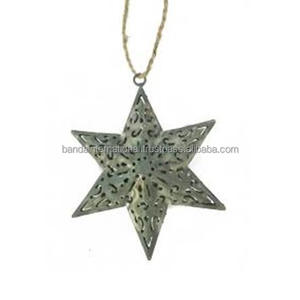 Étoile décorative suspendue en fer avec finition argentée pour la décoration de la maison et autres décorations de Noël - Product Image 1