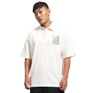 Camiseta de algodón de alta calidad Polo estilo callejero americano con estampado personalizado Cuello liso Nueva colección Patrón sólido - Product Image 1