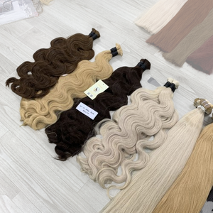 Cheveux humains en vrac cheveux vierges platine noir blond Double dessiné Coletas Humano Cabello Extensions de cheveux humains - Product Image 5