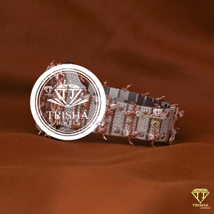 นาฬิกาโรสโกลด์สุดหรู พร้อมสายแบบ Thorn Link และประดับเพชรโมอิสซาไนต์เต็มหน้าปัด - Product Image 5
