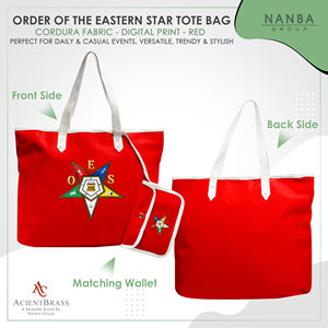กระเป๋าโท้ทกันน้ำ OES Eastern Star Masonic สีแดงขาว พร้อมหูหิ้ว ซิปปิด ปักโลโก้ พร้อมกระเป๋าใบเล็กเข้าชุด แฟชั่นอุปกรณ์เสริมสำหรับการช้อปปิ้ง - Product Image 2