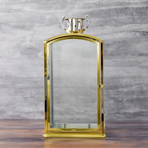 Classic Design Handmade Metal Candle Holders <b>Lantern</b> Top <b>Silver</b> Glass Jar Customized Print Living Room Decoration Candle Holder - Product Image 1