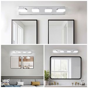 Applique murale LED chromée moderne à 4 lumières, design élégant et minimaliste, économe en énergie pour miroir de salle de bain, facile à installer - Product Image 5