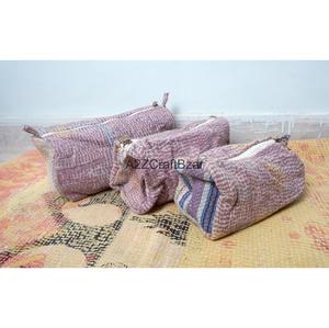 Eco-Friendly Kantha Quilted Waterproof Cosmetic Organizer <b>Makeup</b> Pouches Durable Zipper Tassel Cotton Fabric Lightweight Large - Product Image 4