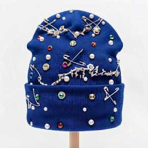 Punk Style Jacquard <b>Beanie</b> Unisex Adult Winter Hat Breathable & <b>Waterproof</b> Hand Knitted 100% Polyester 56-58CM - Product Image 2