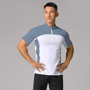 เสื้อยืดคอกลมแขนสั้นผู้ชาย สีน้ำเงิน ลายบล็อก แห้งเร็ว ผ้าถัก 100% คอตตอน สวมใส่สบาย ทรงปกติ ความยาวปกติ - Product Image 2