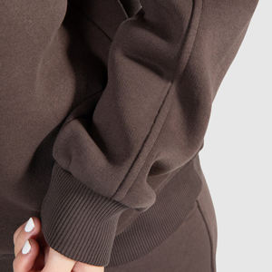 Sweat-shirt d'hiver pour femme, brodé et personnalisé, grande taille, demi-zip, coupe oversize à épaules tombantes, pour le sport, à prix de gros - Product Image 6